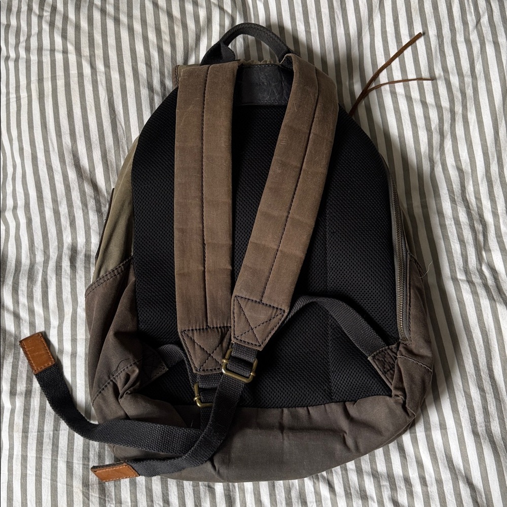 Olive and Brown Men's Backpack by Fossil. Padded Computer compartment. - Picture 2 of 5